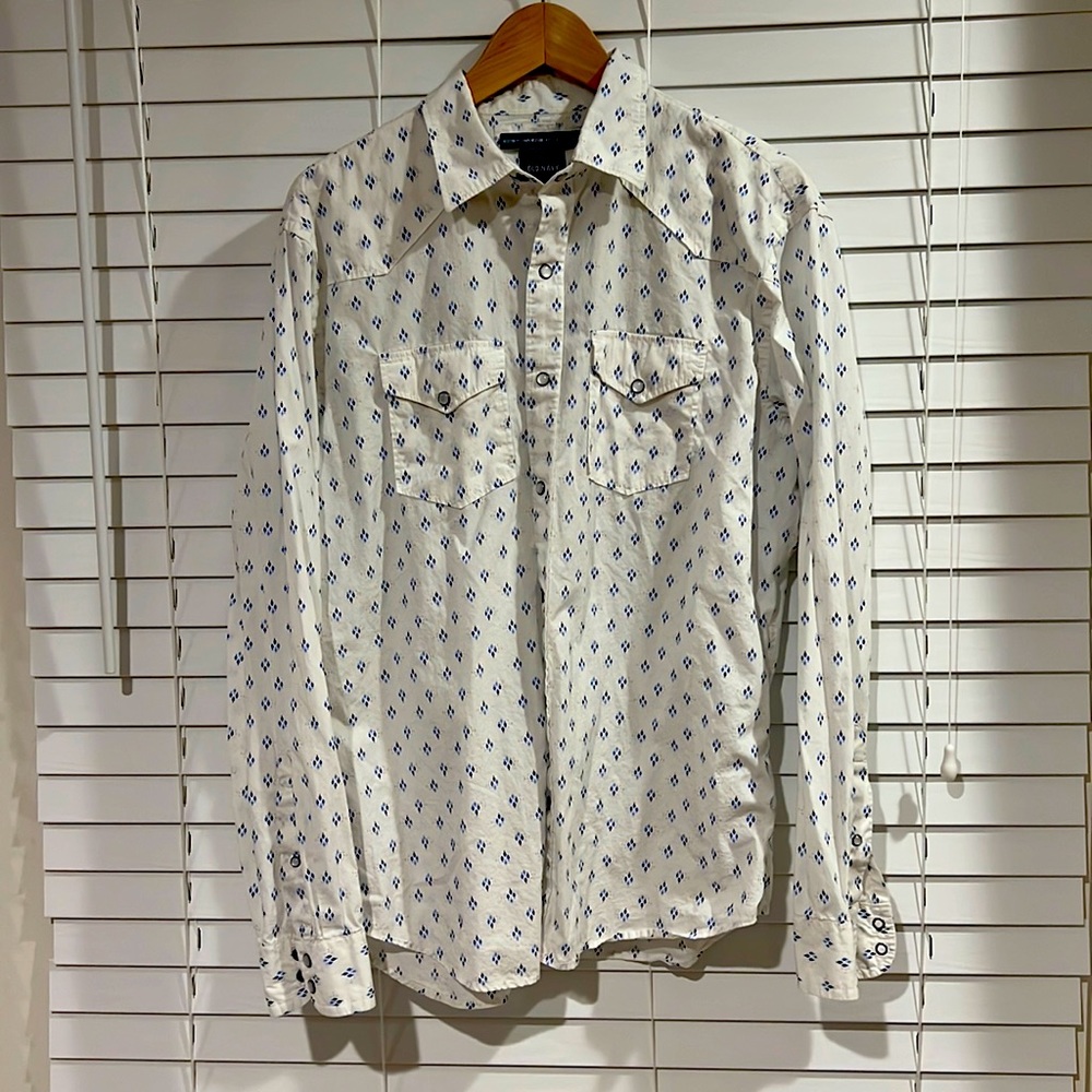 Old Navy Men’s Vintage Western Style Snap-Front Shirt, Size Large